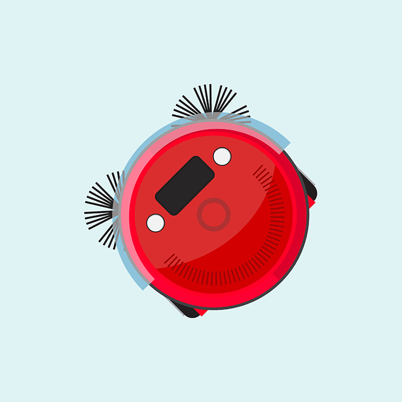 cartoon image of a robot vacuum cleaner