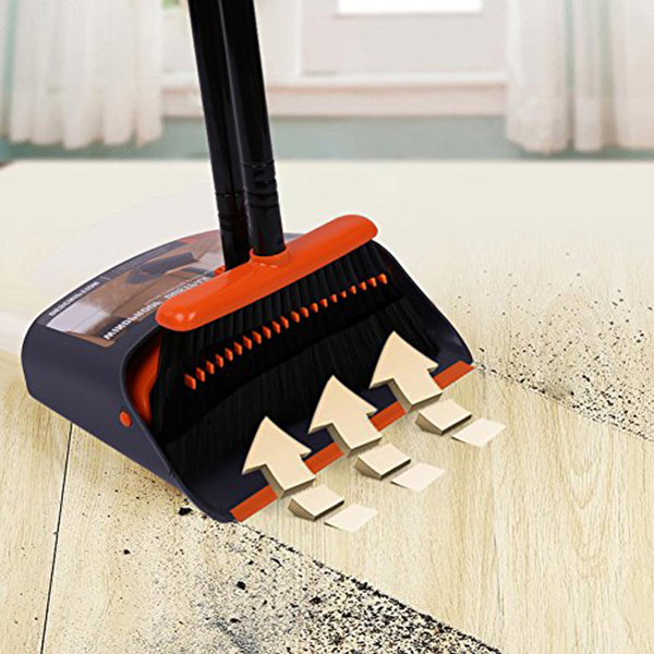 Sweeper set with handle and open dust pan